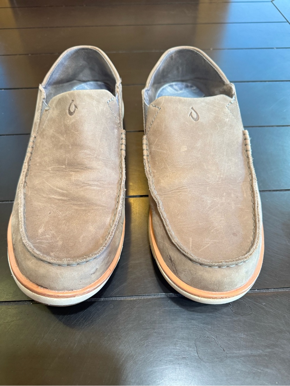 OluKai Men's Slip-On Loafers in Taupe